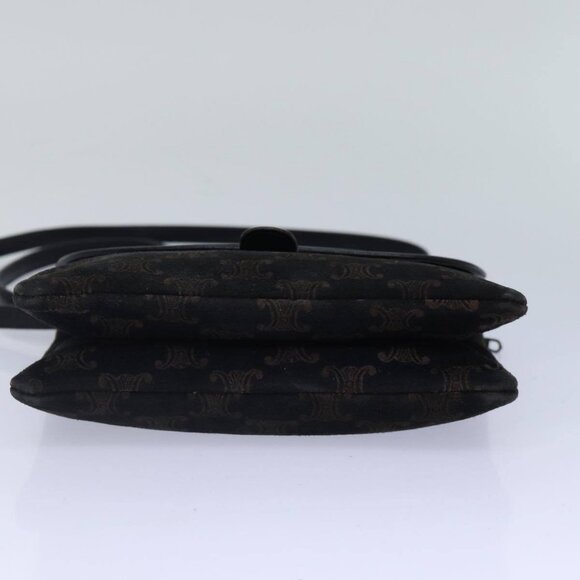 CELINE Macadam Canvas Shoulder Bag Gold Black Auth - Picture 13 of 16